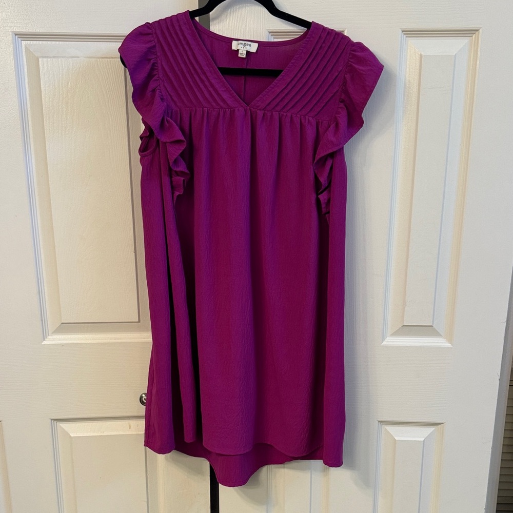 Purple Sleeveless Ruffle Top